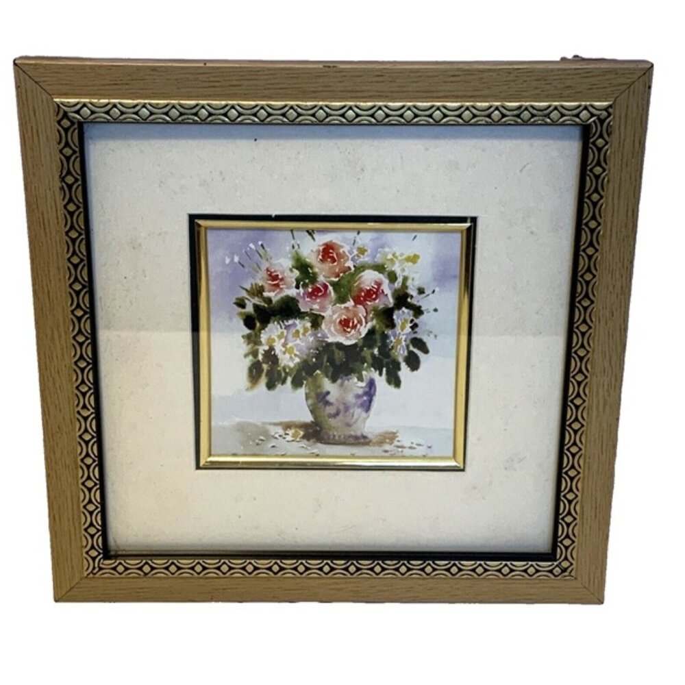 Floral Watercolor Print Framed Greenbrier International Double Matted Flower